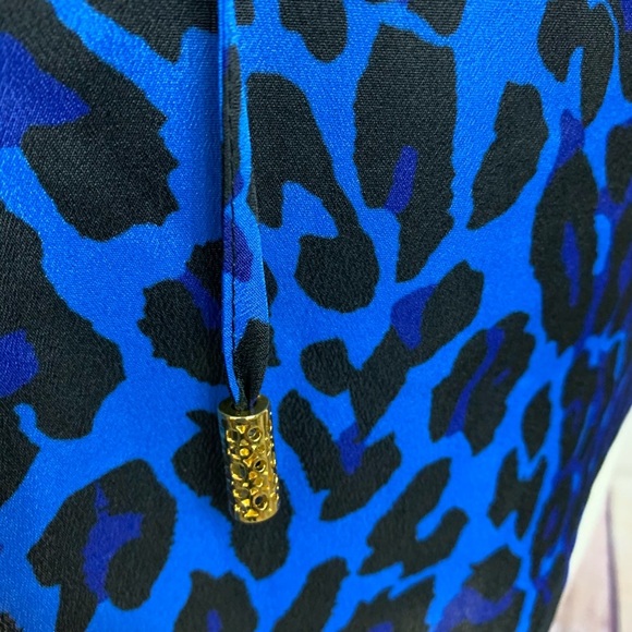 Saks Fifth Avenue Black Blue Animal Print Blouse - Picture 5 of 14